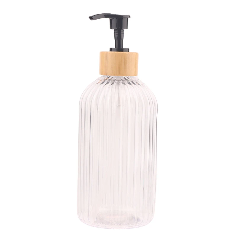 500ml Strip Soap Dispenser With Bamboo Pump Refillable Bottle Shampoo Conditioner  Body Wash Empty Container Bathroom Supplies