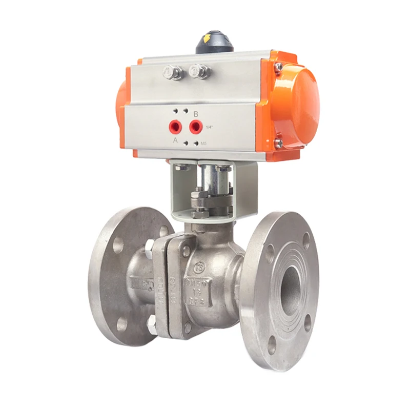 4 Inch Pn16 WCB High Temperature 2 Way Pneumatic Actuator with Limit Switch Pneumatic Flange Ball Valve