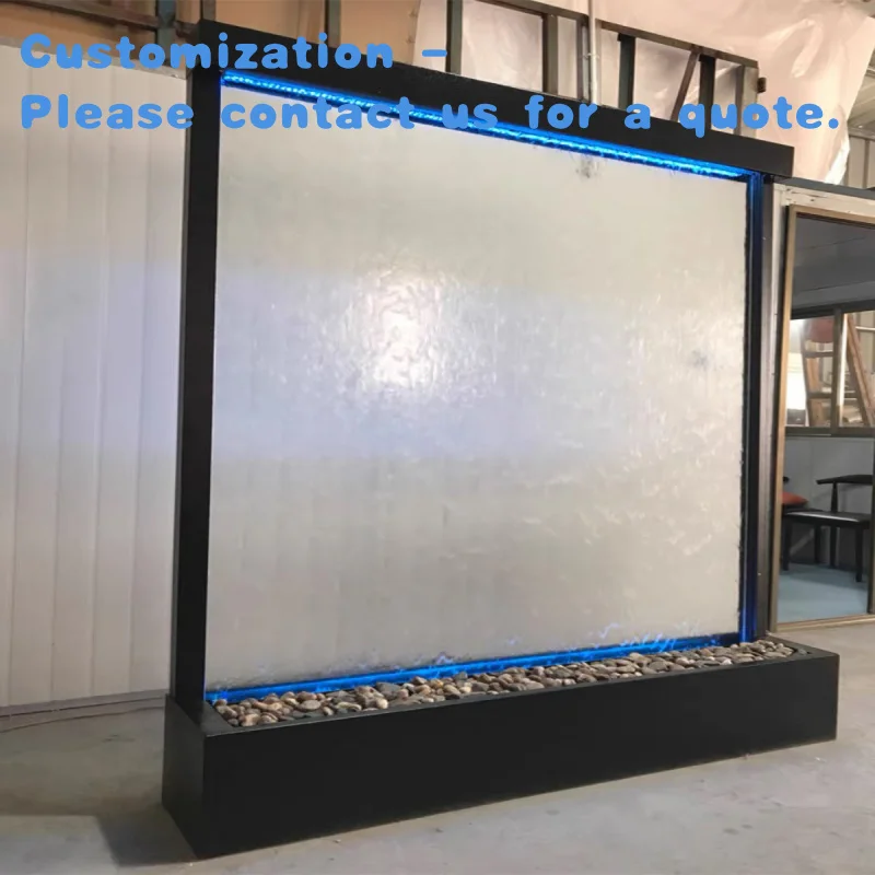 

custom.Customizable LED Light Waterfall Curtain Indoor/Outdoor Wedding Feature with Steel Glass Wall Fountain
