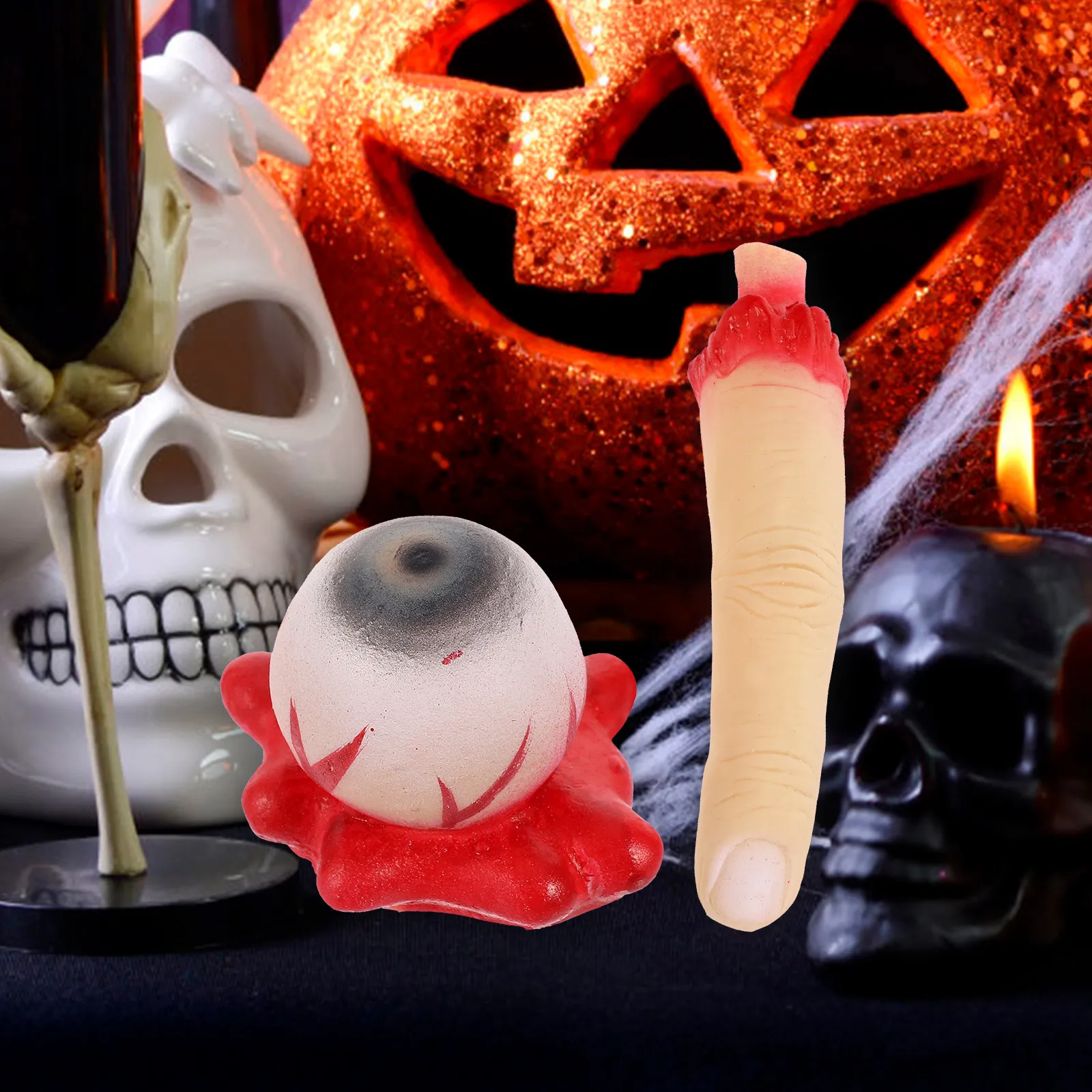 

1Set Simulation Human Organs Fake Broken Body Parts Halloween Trick Props Prank Fingers Ears Eyeballs Ghost House Stage Decor
