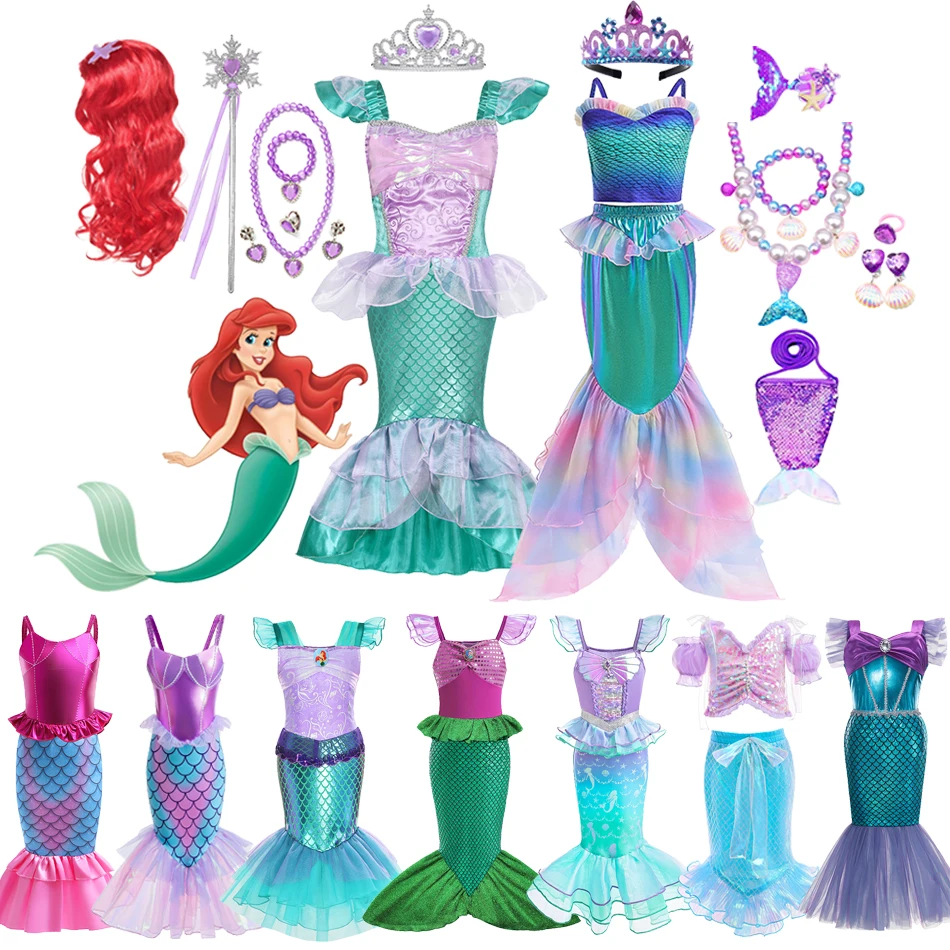 

Disney Baby Girls Little Mermaid Ariel Princess Dresses Cosplay Kids Costume Carnival Birthday Party Halloween Dress Up Clothes