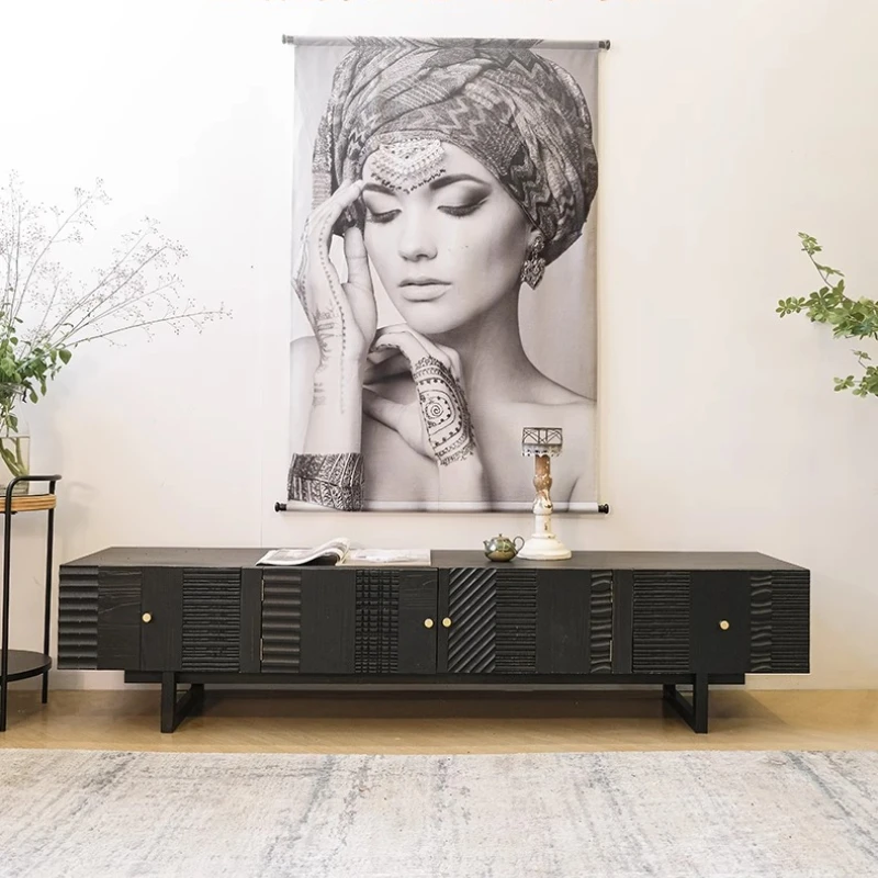 

Black Designer Tv Stands Vintage European Soild Wood Organizer Tv Stands Living Room Creativity Suporte Para Tv Salon Furniture
