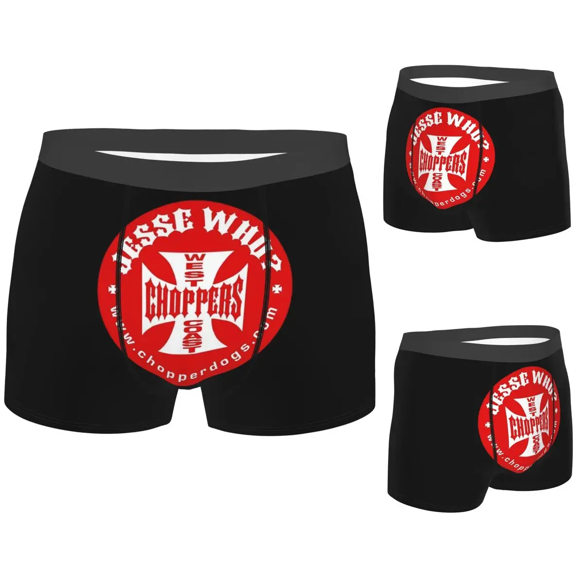 

Boxer Underpants Shorts Personalized West Coast Iron Cross Choppers Panties Men Breathable Underwear for Homme Man Gifts
