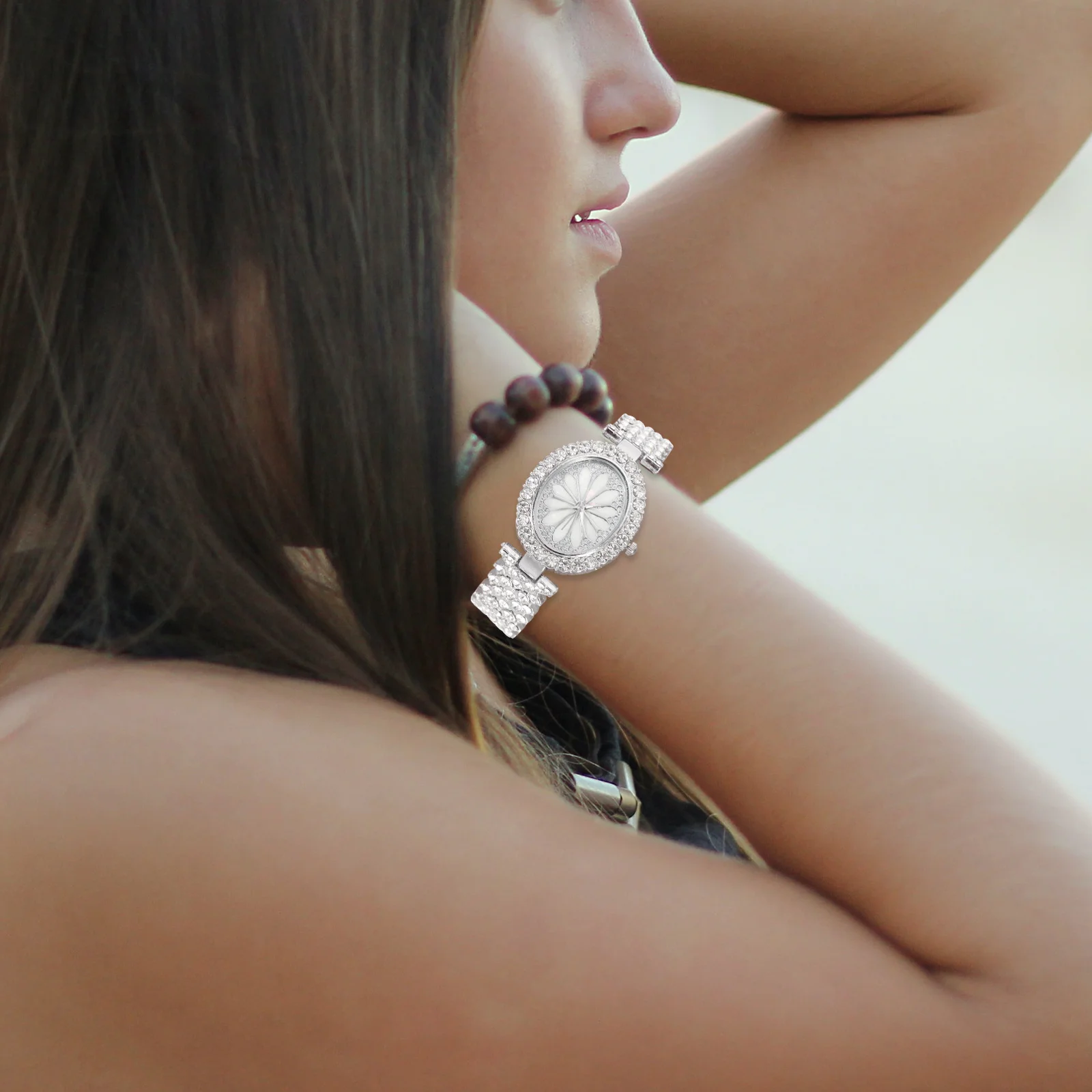 Orologio al quarzo da donna Elegante orologio da polso con strass lucidi, regalo di moda casual per la sua ragazza, orologio decorativo