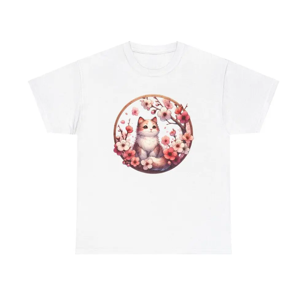 Cherry Blossom Cat Outfit - Sakura Spring Design Anime Graphic T-shirts For Men Clothing Women Tees Y2K Tops Unisex Summer