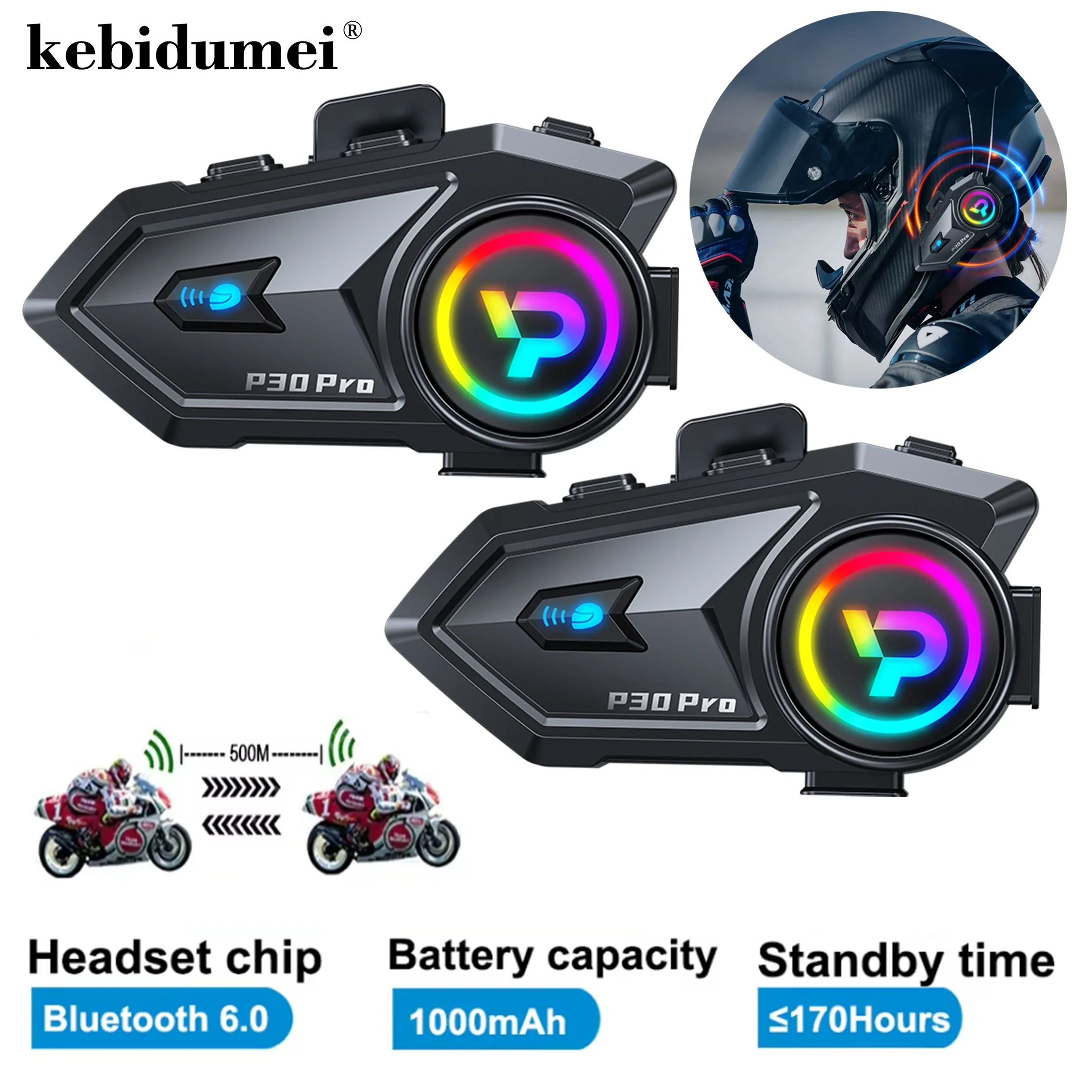 

1/2 шт., мотоциклетная гарнитура для шлема, 500 м, беспроводной домофон, громкая связь, водонепроницаемая, 1000 мАч для 2 гонщиков, музыкальные наушники