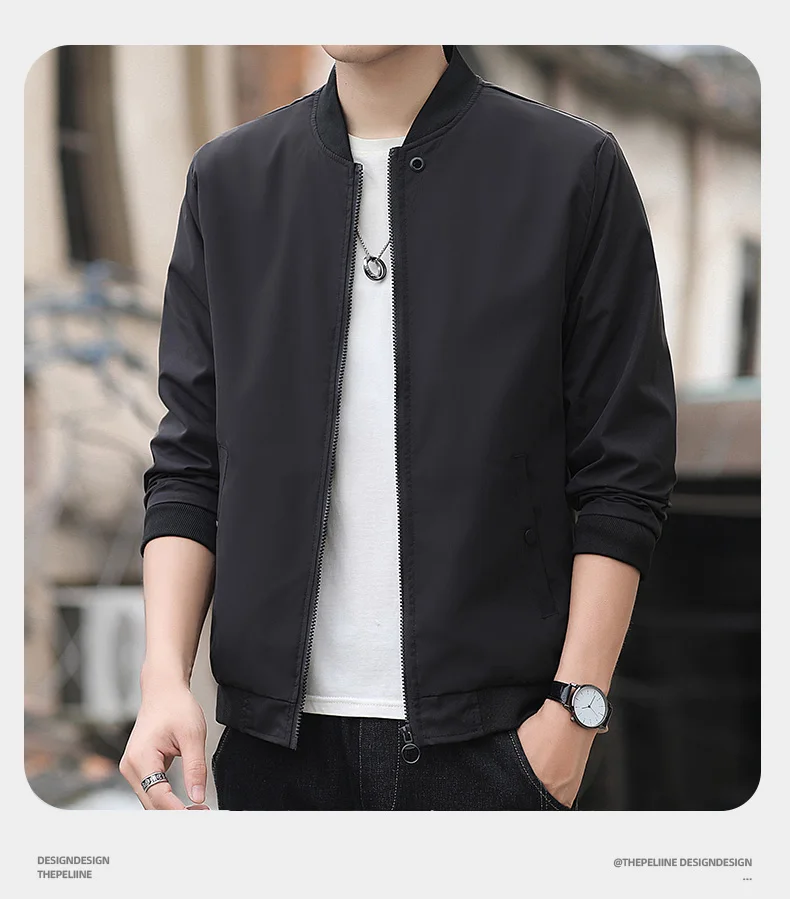 Summer Men's Jacket Simple and Fashionable Baseball Collar Solid Color Coat Casual Outdoor Camping Waterproof Flying Jacket