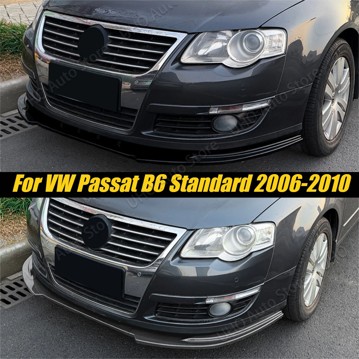 Carro inferior divisor difusor corpo kits spoiler guarnição preto tuning amortecedor dianteiro lábio para volkswagen passat b6 padrão 2006-2010