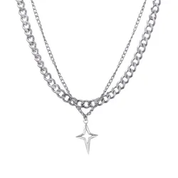 Simple Trendy Star Hollow Choker Necklace Pendant Neck Jewelry Accessories Women Men's Fashion Party Chain Necklace