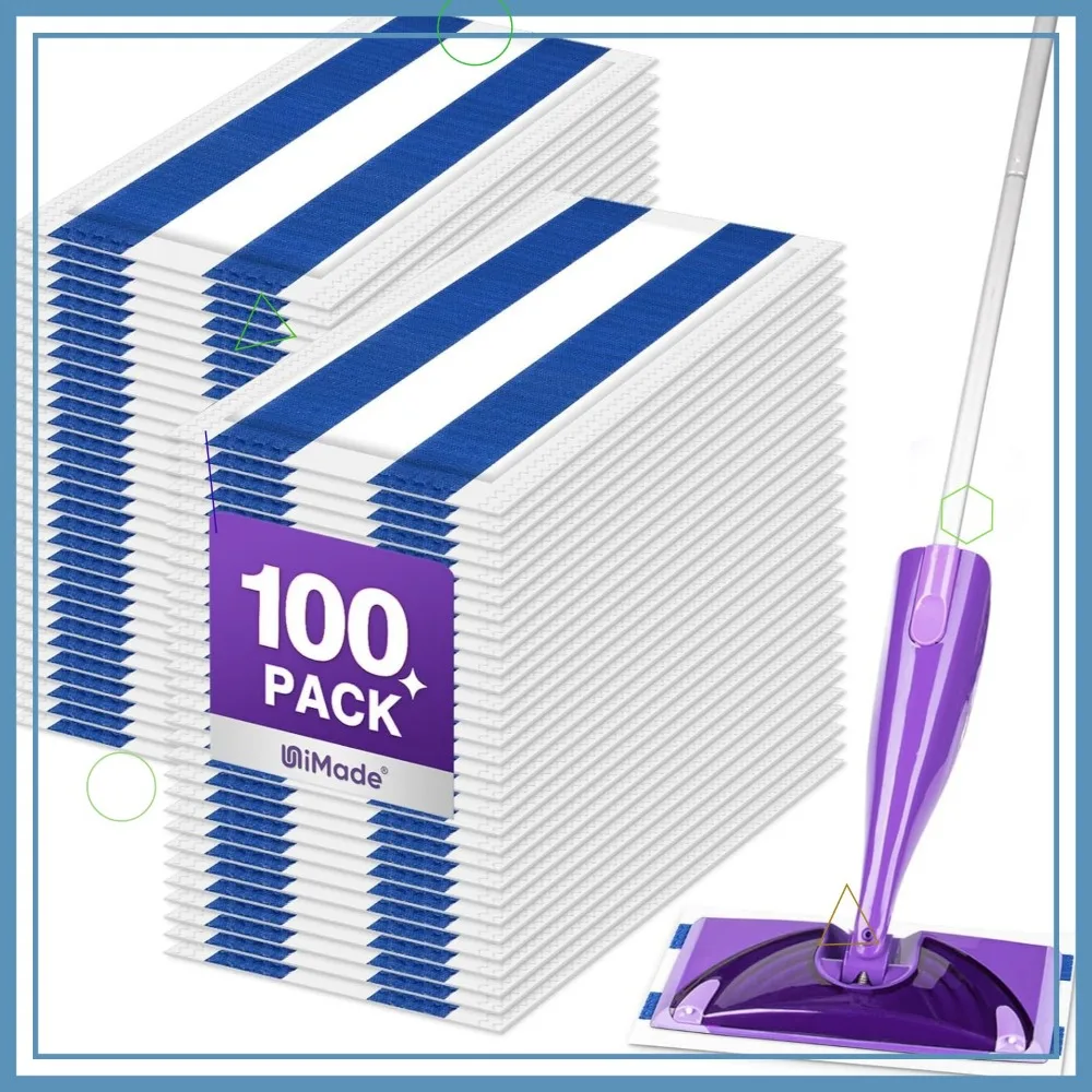

100-Count Disposable Mop Pad Refills, Multi-Layer Super Absorbent for All Hard Floors Including Hardwood, Tile & Laminate