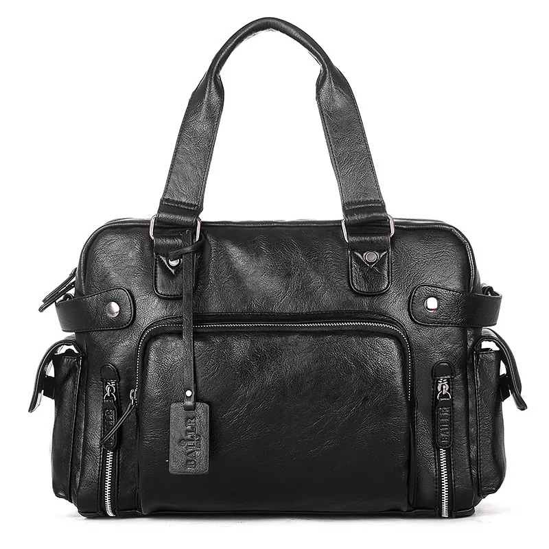 Imagem -05 - Leather Boston Duffel Bolsa para Homens Maleta de Ombro Bolsa para Laptop Bolsa de Ombro Comercial Bolsa Lateral Crossbody Necessário Marido pu