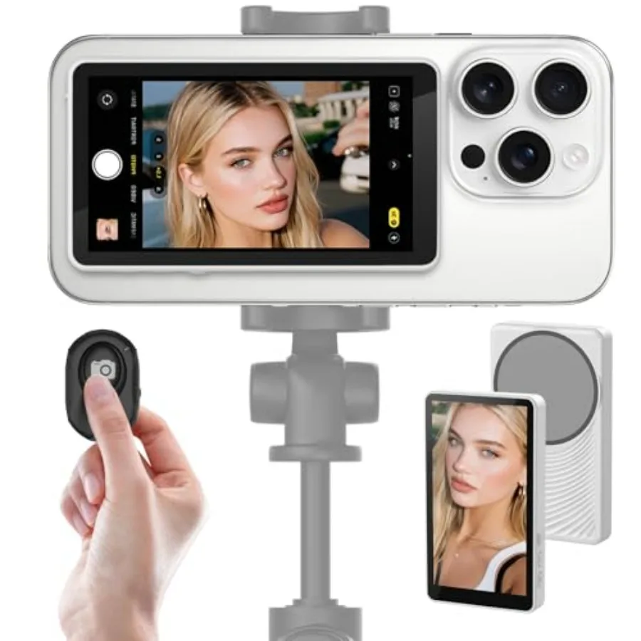 Wireless Vlog Selfie Monitor Screen for iPhone Android Bluetooth Remote 180 Flip Magnetic Stand Wide Screen Mode 1800mAh Batter
