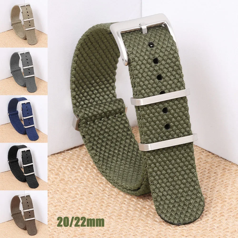 Nylon Cotton Bracelet 20mm 22mm Woven Canvas Watch Strap for Seiko Men’s Military Sport Watch Band Breathable Soft Wristband