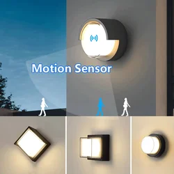 Lámpara LED de pared con Sensor de movimiento para interiores y exteriores, AC85-265V moderna de 6W y 12W, resistente al agua IP66, para decoración de caminos de calle y jardín