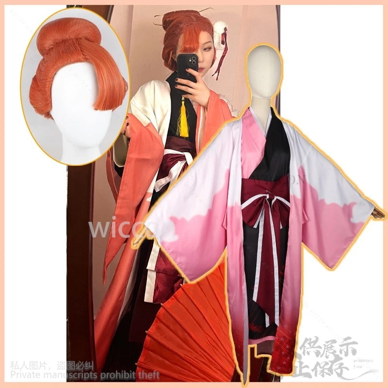 BSD Ozaki Koyo Hiannbana Bungo Cosplay Stray Anime Dogs Costume Uniform Dress Kimono Lolita Wig Halloween Party Outfit Women Set