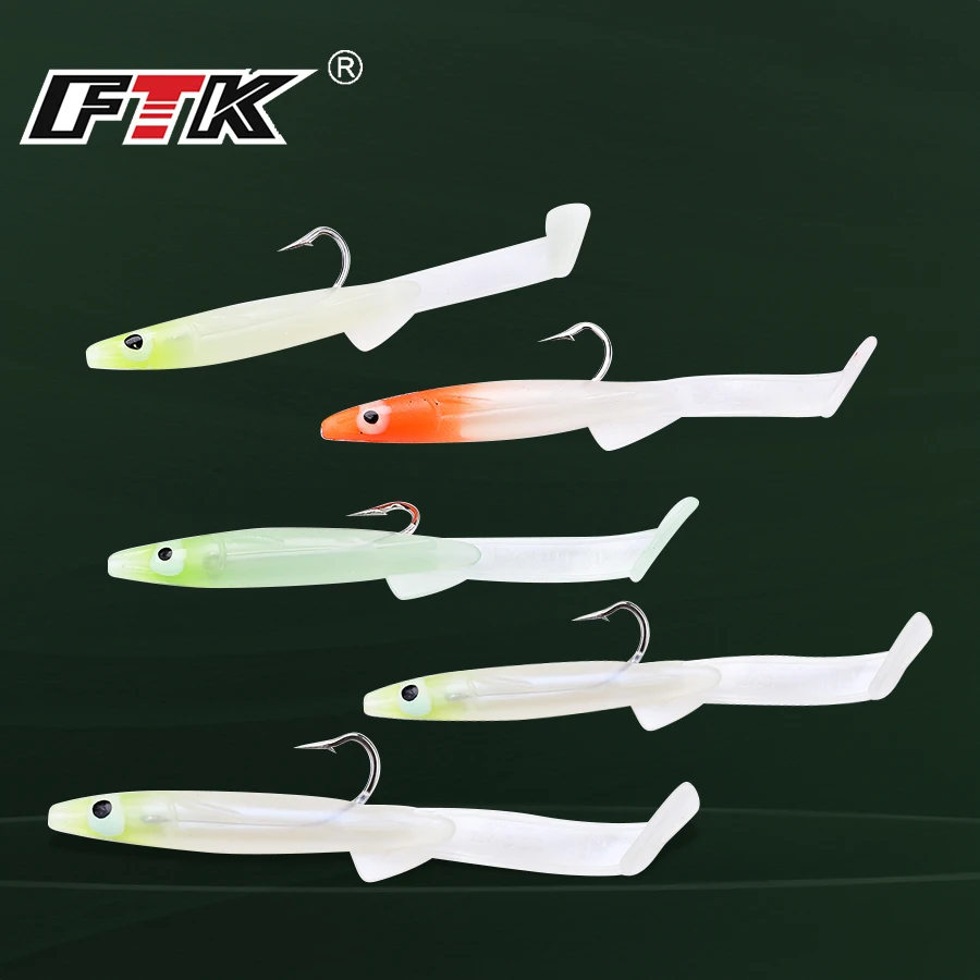 

FTK 5-10pcs Eel Silicone Soft Bait Set 5.5/6.5/8.5/10.5cm T Tail Jig Fishing Lures Artificial Fishing Bait With Hook