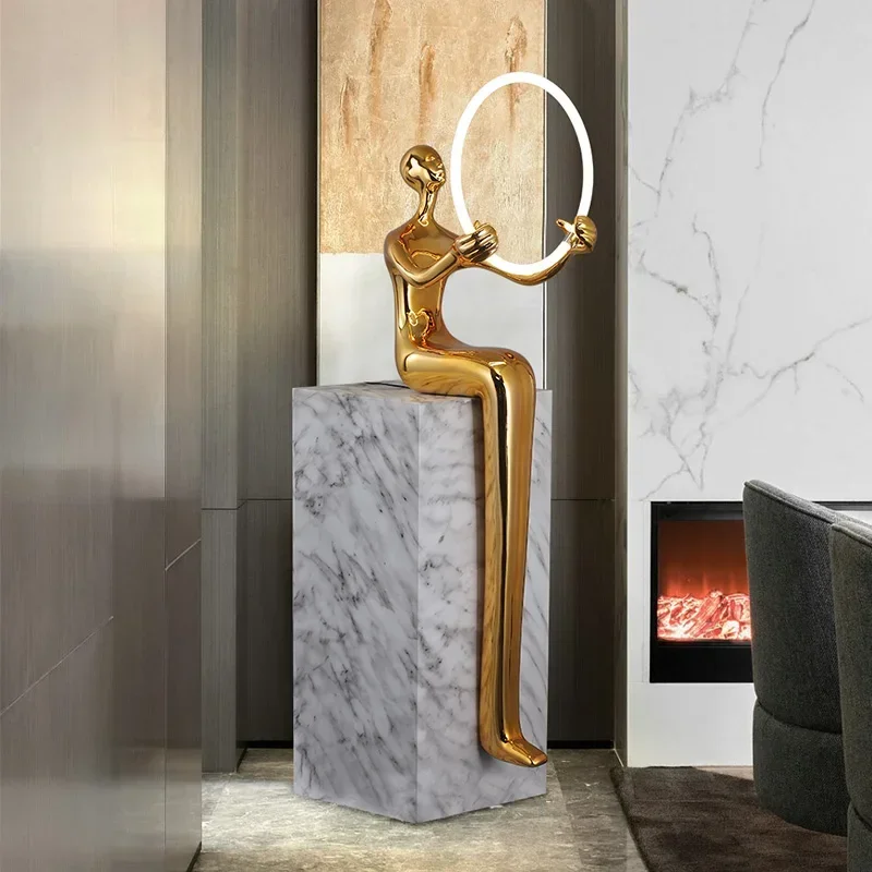 

yj21 Large Floor Sculpture Figure Ornament Art Hotel Abstract FRP Decoration