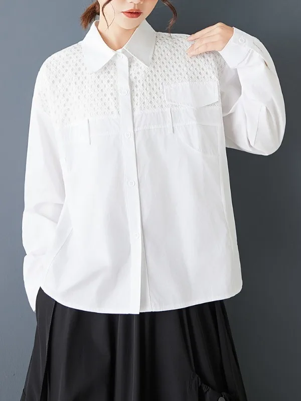 Primavera 2026 faionable me retalhos solto casual cor feminina irt tamanho grande confortável versátil cor pura topo