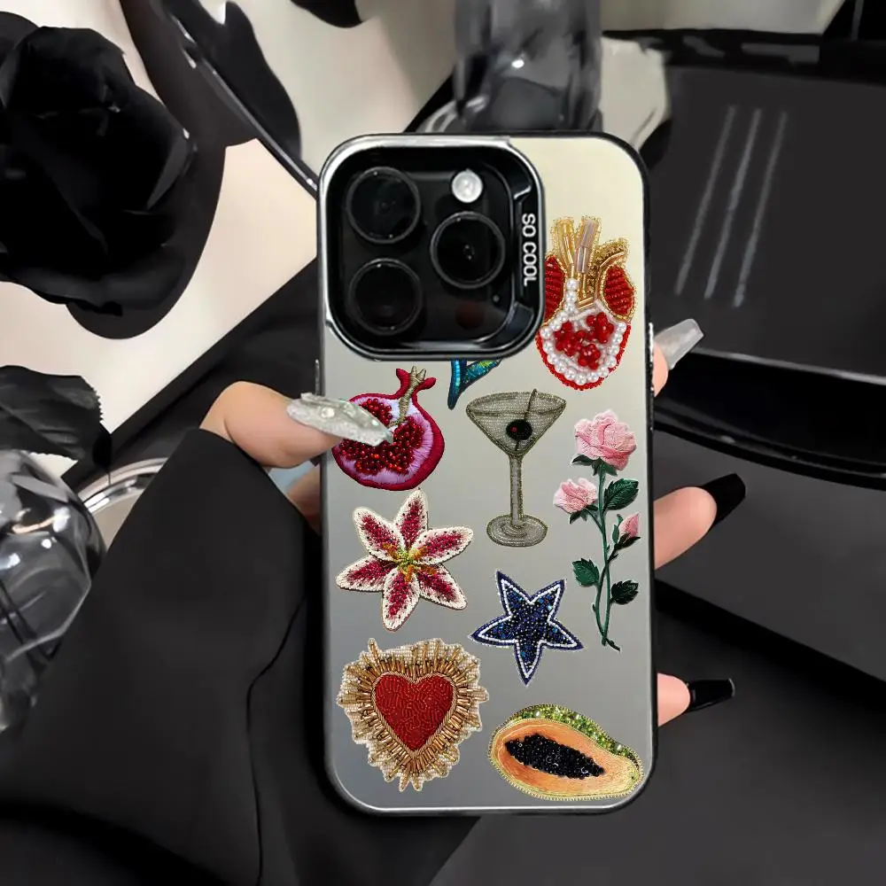 

Roses and Pomegranates Mobile Phone Case Shockproof & Anti Slip Frosted Suitable for iPhone 16 15 14 13 12 11 Pro Max Plus Mini