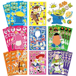 8/16Sheets Make a Face Toy Story Puzzle Stickers Disney Cartoon Assemble Jigsaw For Kids Boys Girls Party DIY Education Toy Gift