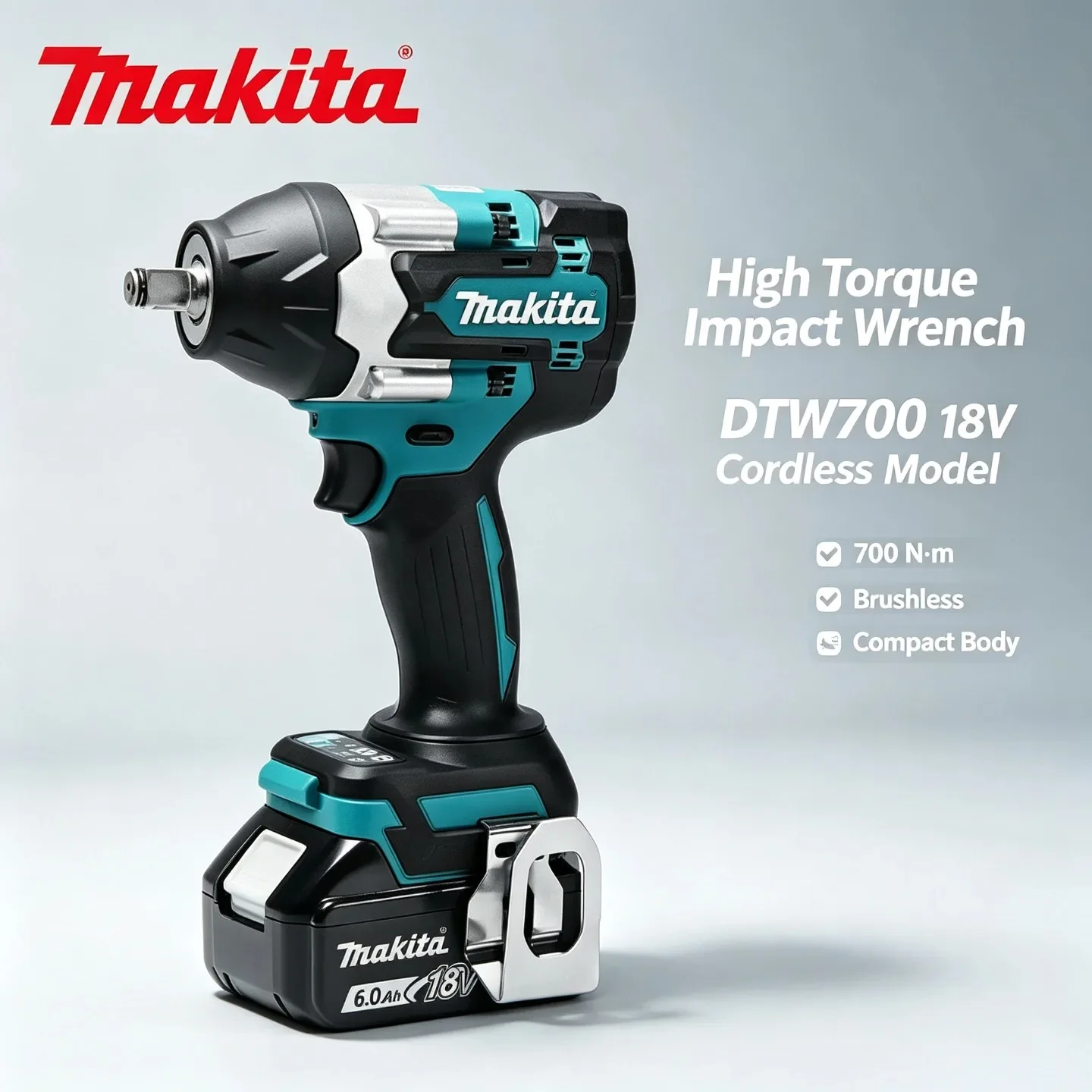 Makita DTW700 1000Nm Akku-Schlagschrauber 18V Bürstenlos Hochdrehmoment Elektrowerkzeug Variable Geschwindigkeit Auto-Stopp Batterie-Kit