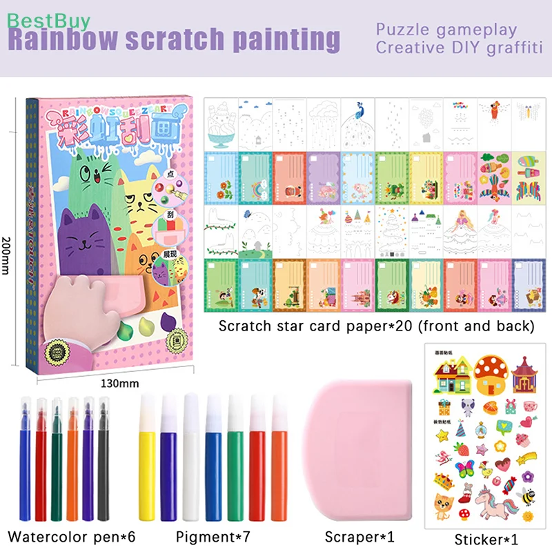 Drawing Papers Squeegee Art Kids Paint Kit Animal Pattern Painting Art Supplies Color Scratch Painting Painting Teaching Tools