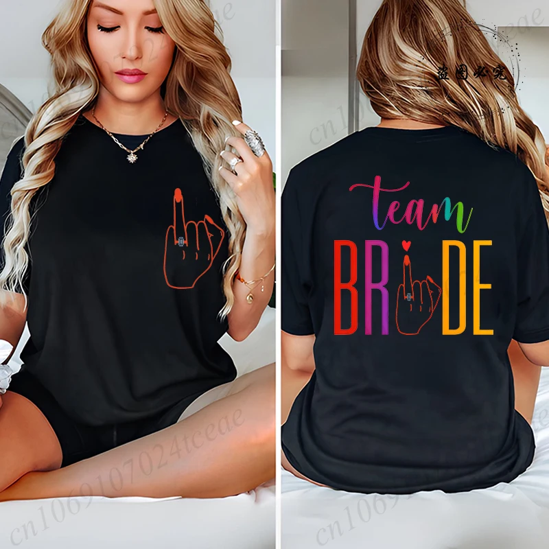面白い結婚式の企画パーティー女性の Tシャツ夏のファッション Tシャツ衣類花嫁チーム花嫁デザイン Tシャツ半袖