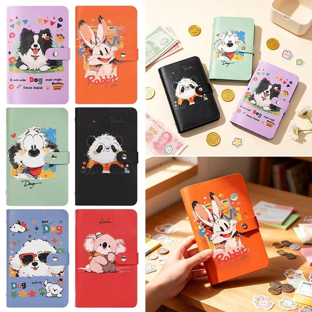 PU Leather Cash Saving Binder Household Large Capacity Cash Envelope System Wallet Portable Money Storage Book Home