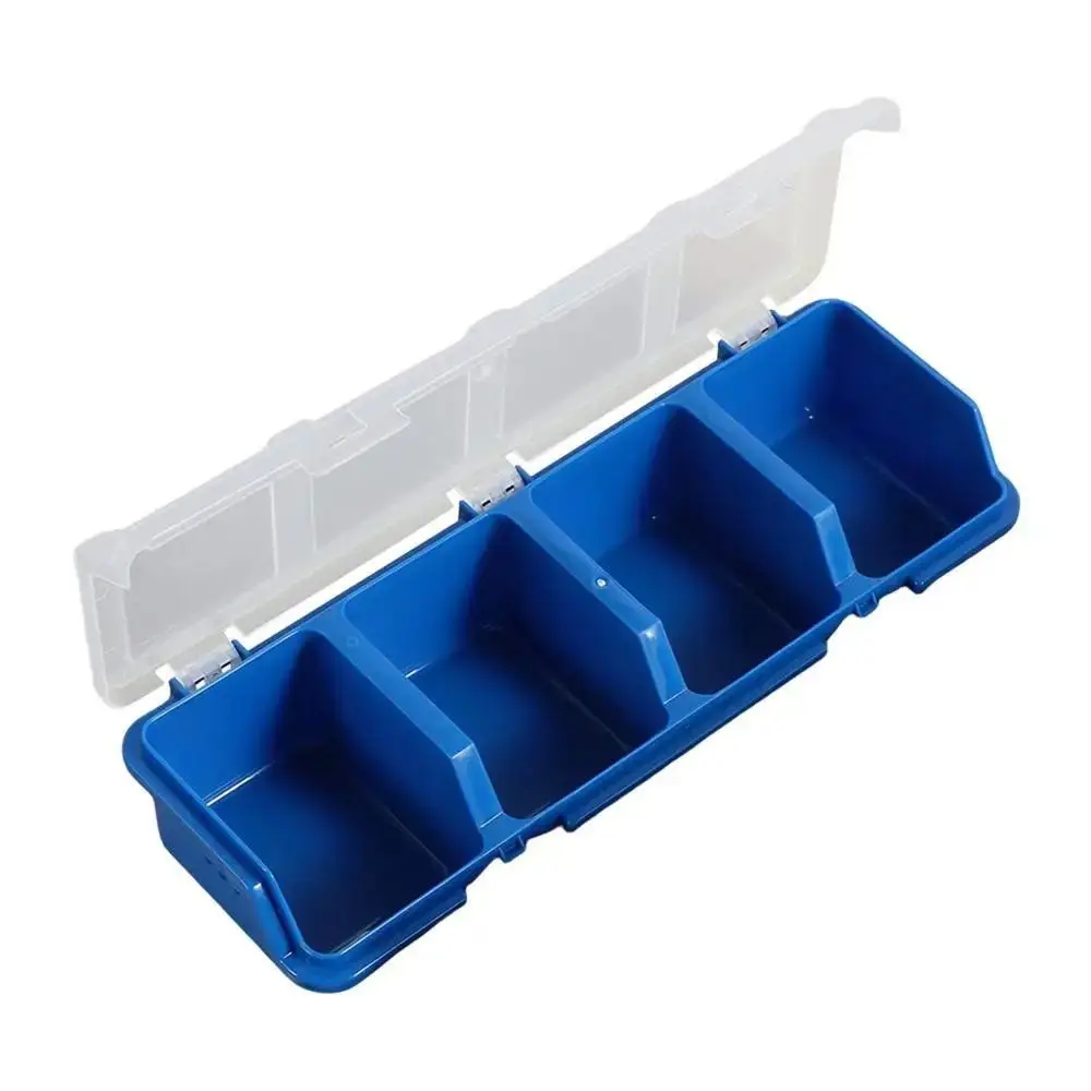 1Pcs Durable 4 Compartments Parts Storage Box Blue Red with Lid Screw Organizer Box Display Plastic Tool Part Container Bin