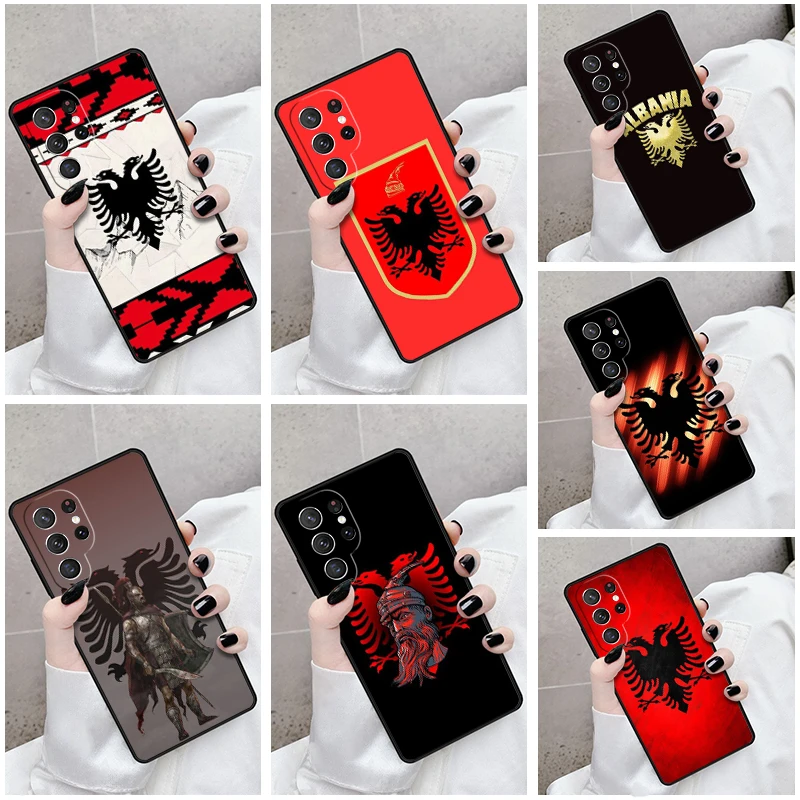 Phone Case For Samsung Galaxy S24 S23 S21fe S22 Ultra Plus Note 10 20 S8 S9 S10 Cover Ripped Albanian flag