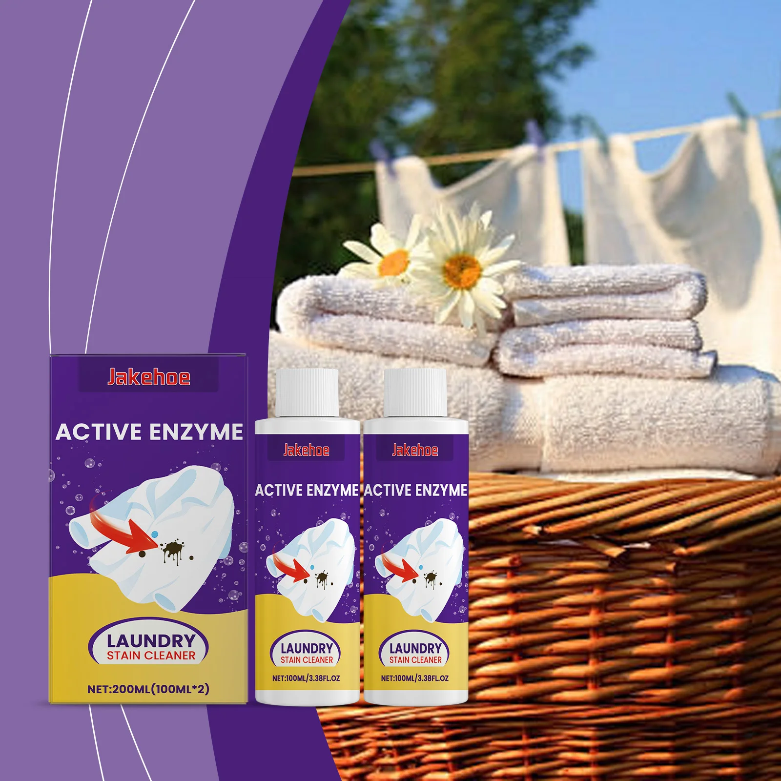 

Powerful Laundry Stain Remover for Clothes - Gentle on Fabrics, Quickly Removes Oil, Ink, Coffee Stains - No Residue