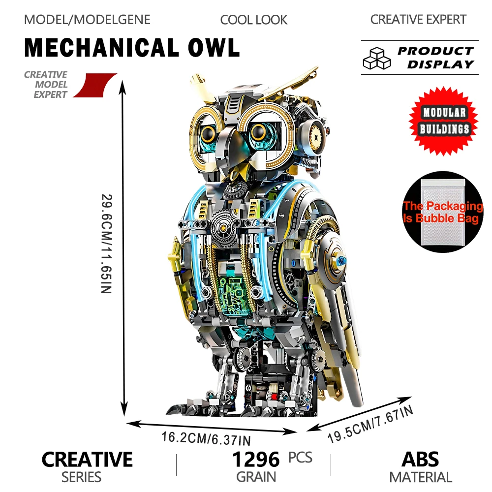 

Futuristic Punk Mechanical Owl Model Building Blocks Bricks Tech-Inspired Difficult Assembly Xmas Toys Gifts For Adult Ornaments