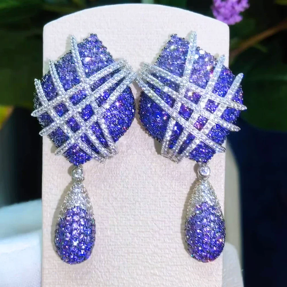 

Soramoore Brand Luxury 5 Colors Bohemian Italy Pendant Earrings Shiny Original Drop CZ Earring For Women Bride Wedding Daily Par