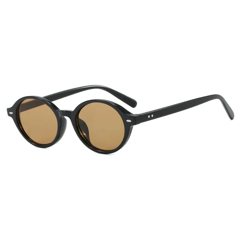 European and American Trendy Rice Nail Oval Small Frame Sunglasses for Men and Women Fashion Street Style Decorative Glasses