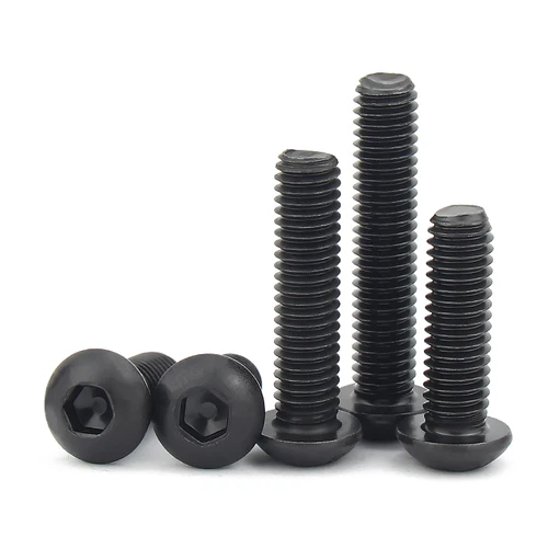 Imagen 2 del producto 50/20/10 Uds M2 M2.5 M3 M4 M5 M6 M8 M10 M12 DIN7380 ISO7380 negro 10,9 grado aleación de acero hexagonal hexagonal redondo cabeza de botón tornillo Allen tornillo de sujeción para muebles