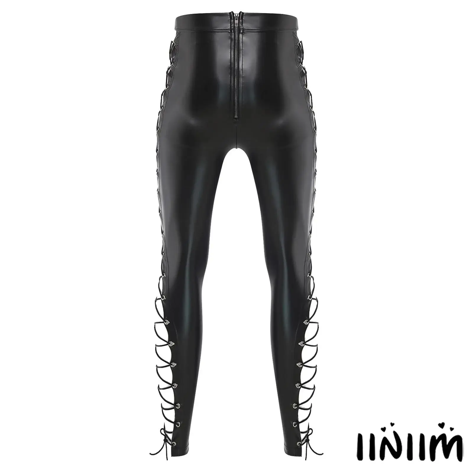 

Стильные мужские колготки клубной одежды с высокой талией и деталями с люверсами Идеальные брюки для ночной жизни и праздничной одежды