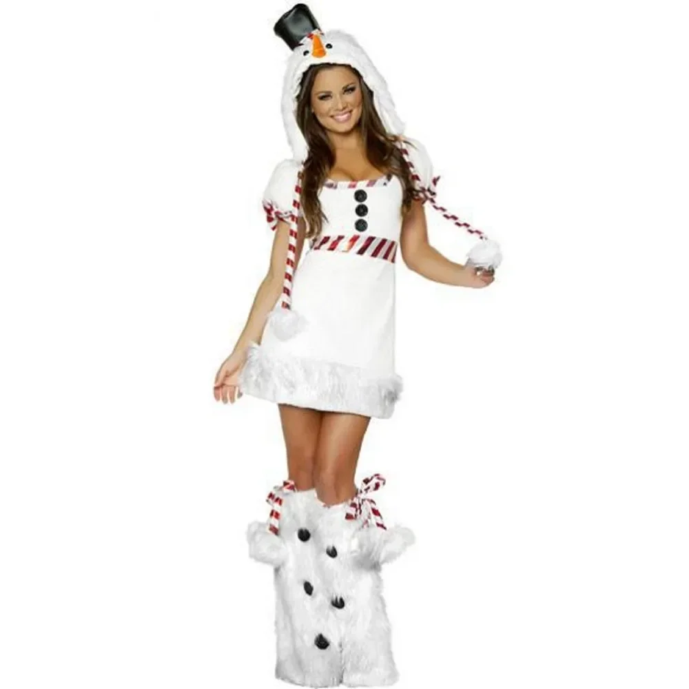 Costume de Noël Cosplay complet pour adultes, robe de paupières de bonhomme de neige, tenue de pénis blanche-neige sexy, fête de Noël, ensemble complet, Miss