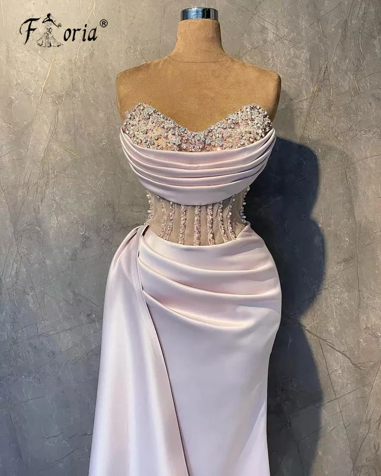 Luxe Sweetheart Trompet Prom Dresses 2023 Sparkly Kristallen Corset Elegante Lila Satijn Dubai Vrouwen Formele Partij Avondjurk