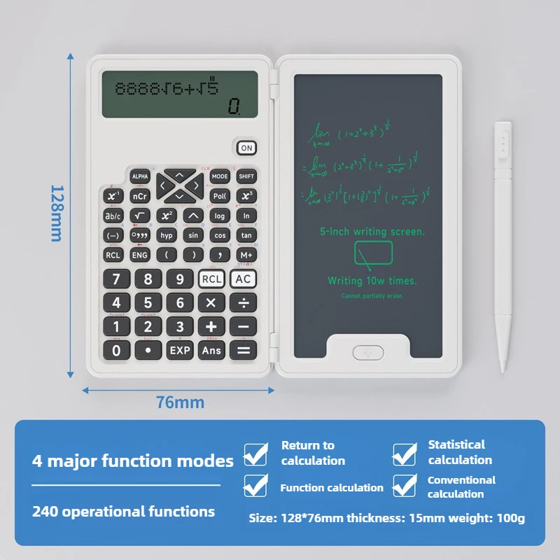 Scientific Calculators 5 Inch Writing Tablet 2 IN 1 Foldable Digital Drawing Pad Graphing For Office Business School