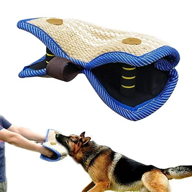 耐久性のある犬のバイトピロージュートガセットトレーニング玩具大型犬用2つのハンドル