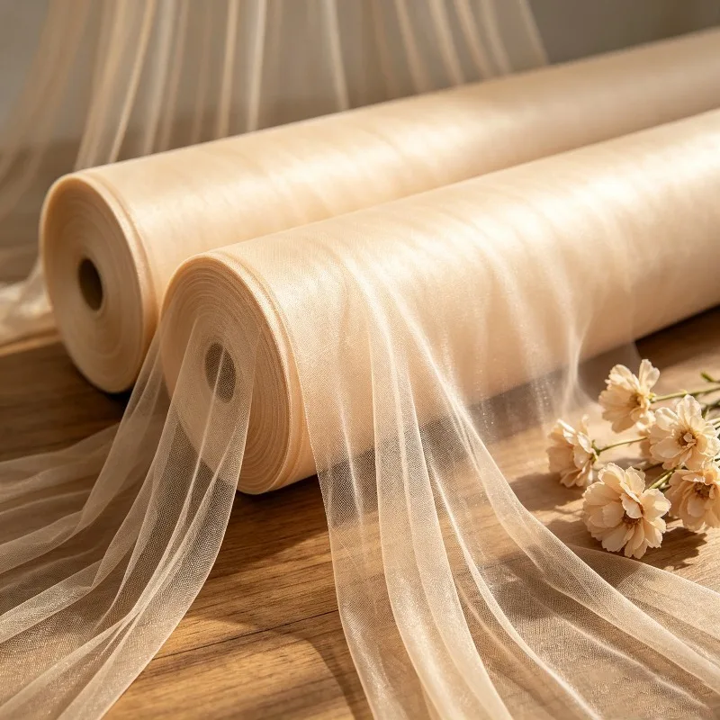 Voilage de plafond en tulle champagne, rideau en maille transparente pour mariage, fiançailles, anniversaire, Noël, fête annuelle