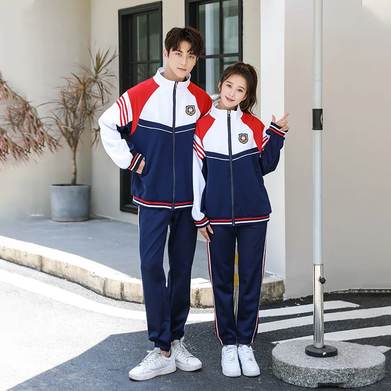 C004 High School Uniform Sports Meet Opening Ceremony Sportswear Class Casual Outdoor Suit Men's and Women's Two-piece Set