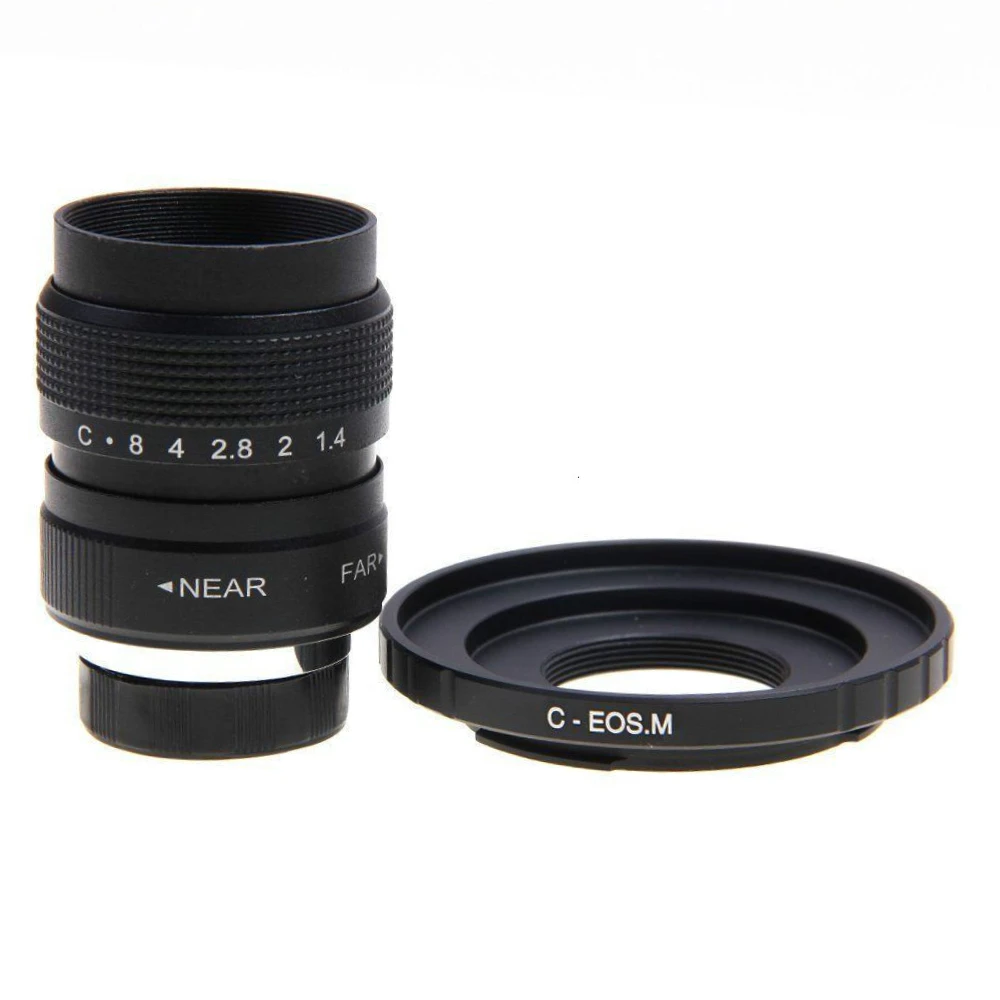 

25mm F1.4 CCTV Movie lens + C Mount to Canon EOS M M2 M3 M5 M6 M10 Mirrorless Camera 25F14-C-EOS.M