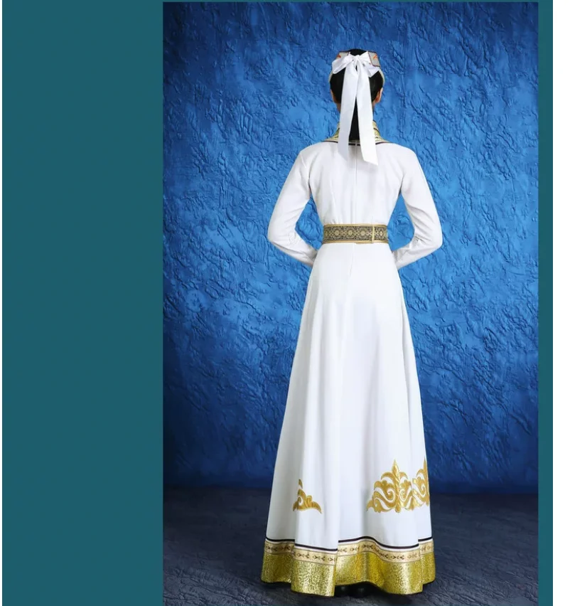 New ethnic dance performance costume Mongolian robe big swing dress