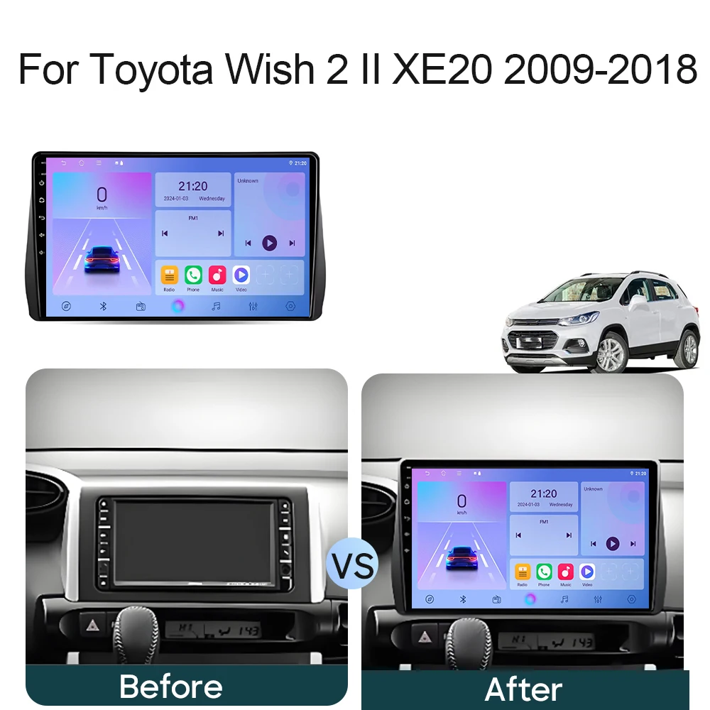 Multimedia Player Navigation GPS For Toyota Wish 2 II XE20 2009 2010 2011-2018 CarPlay Android 16 Wifi Stereo Auto Video No 2din