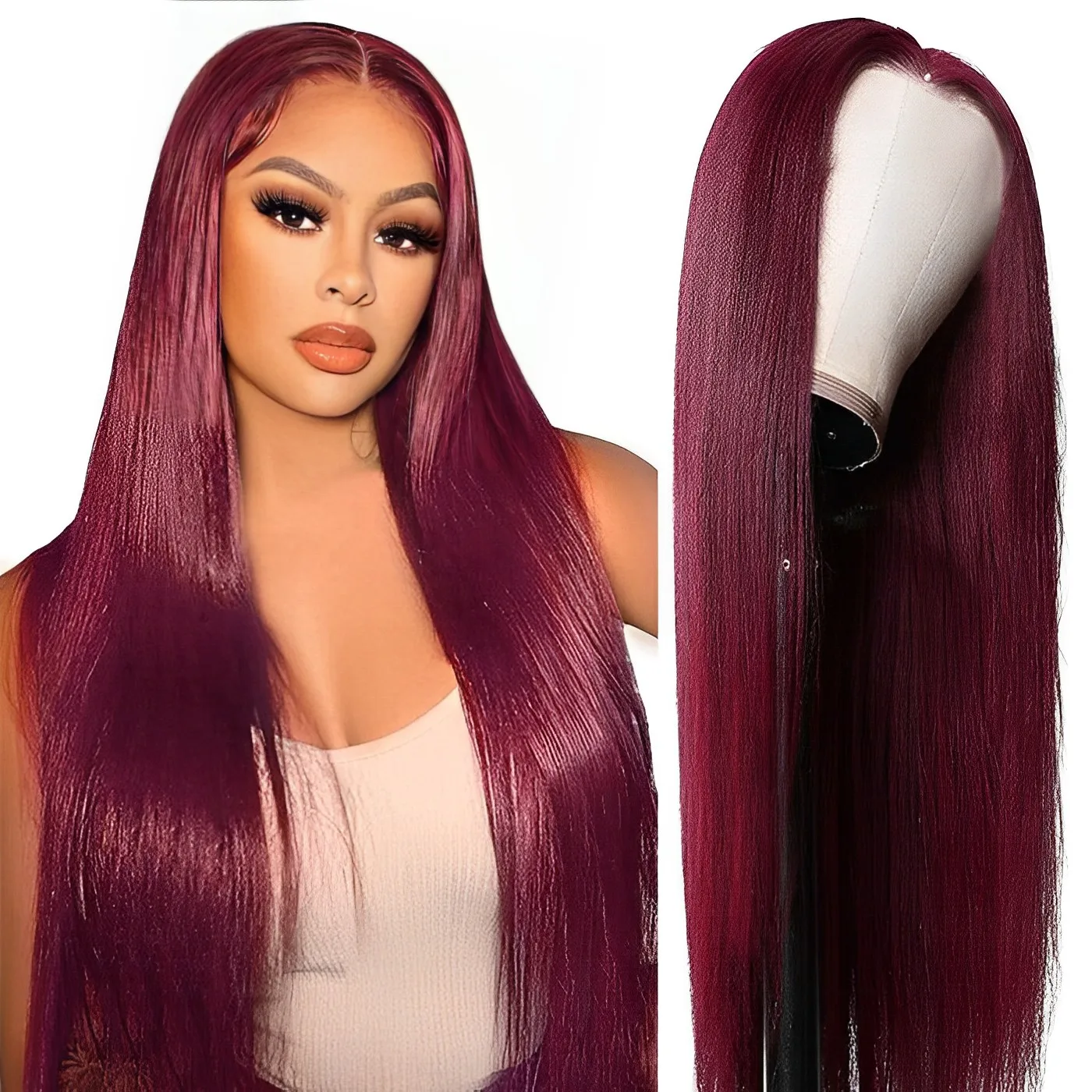 Colored 99J Burgundy 13x4 13x6 Lace Front Human Remy Hair Wigs 36in Red 180% Straight Transparent Lace Closure Wigs Pre Plucked