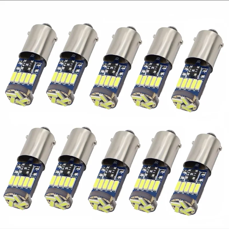 10Pcs Ba9s LED Bulbs T4W T2W T3W White 4014 15-SMD T11 H6W Car LED Interior Dome Light Reading Door Trunk Clearance Lamp 12V