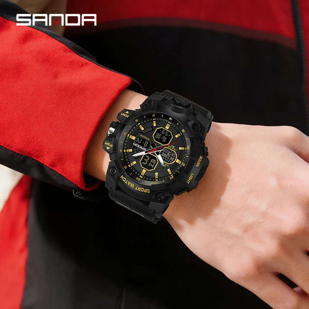 SANDA Luxury Fashion Military Digital Watch Men's Stopwatch Countdown Alarm Luminous Waterproof Sports Clock