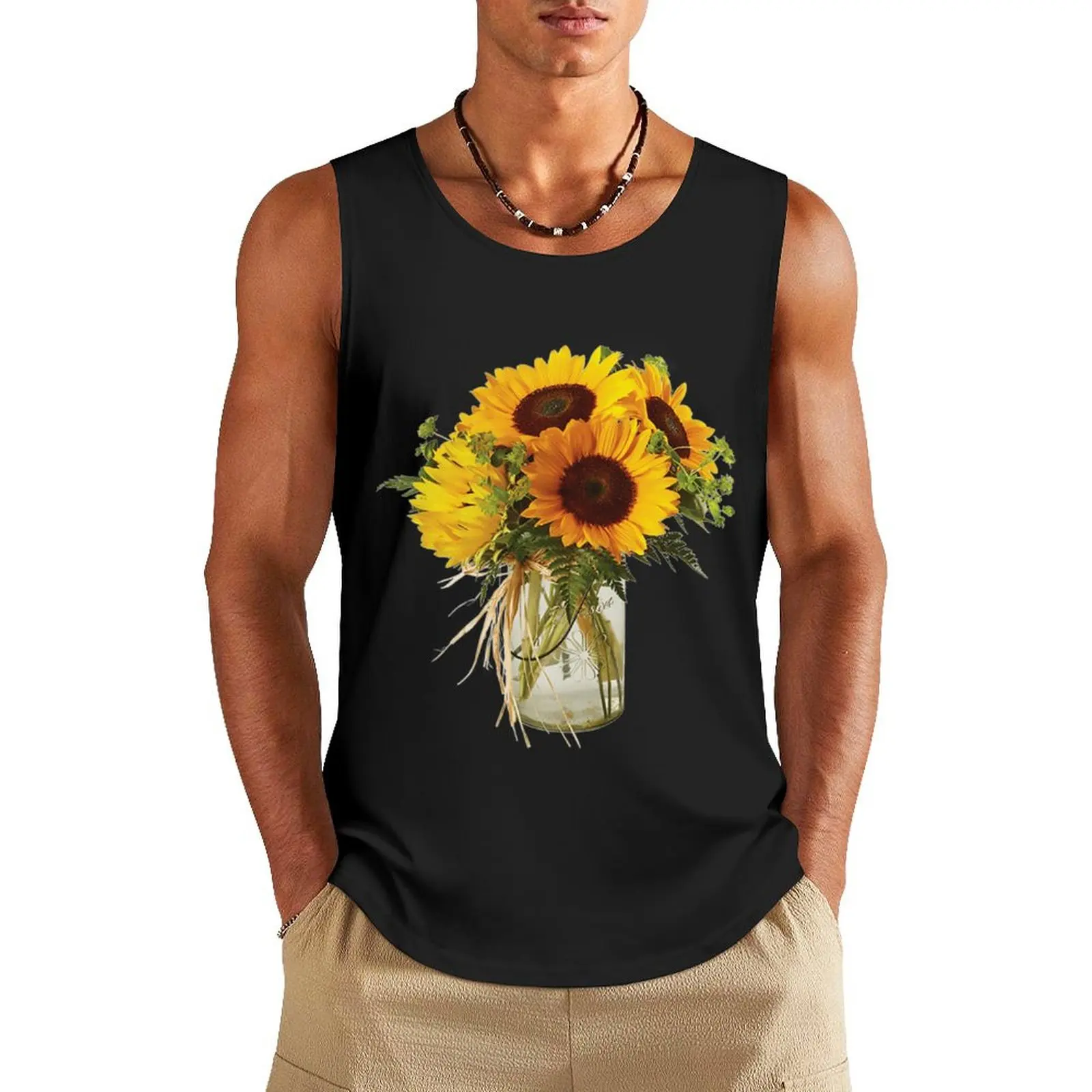 

Sunflowers in Mason Jar Tank Top basketball clothing gym shirts t-shirt for man