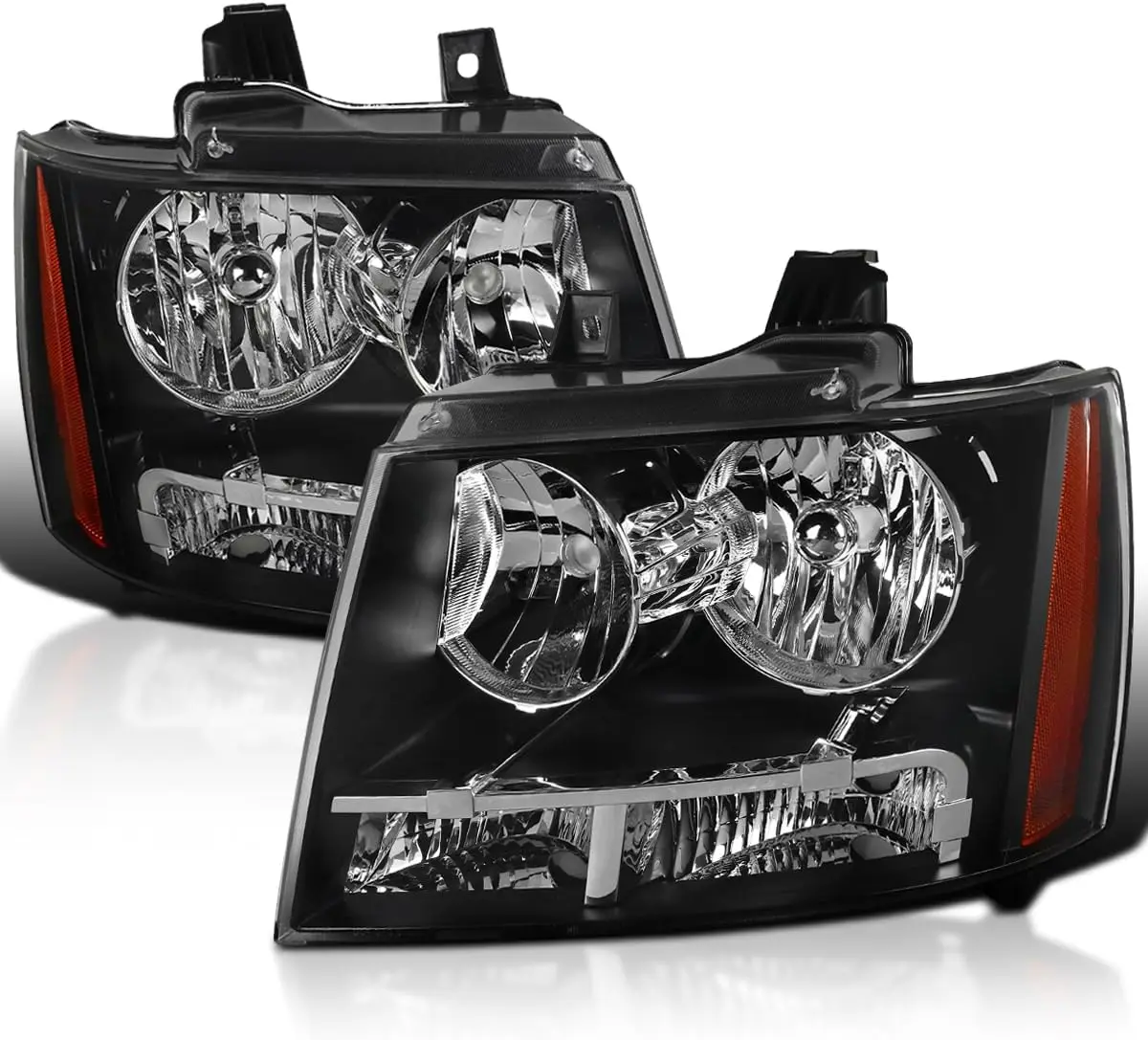 

Черные фары, совместимые с Chevy Avalanche 2007-2014, Tahoe Suburban 2007-2014, L + R, пара ламп головного света в сборе